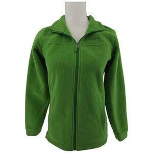 Columbia Green Fleece Jacket Girls Size Large Full Zip Front Zip Pockets
